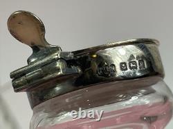 Pair Of Antique Sterling Silver Topped Glass Whiskey Noggins Hallmarked England