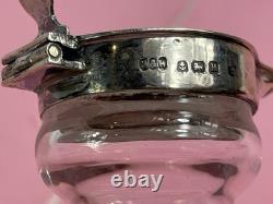 Pair Of Antique Sterling Silver Topped Glass Whiskey Noggins Hallmarked England