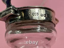 Pair Of Antique Sterling Silver Topped Glass Whiskey Noggins Hallmarked England