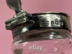 Pair Of Antique Sterling Silver Topped Glass Whiskey Noggins Hallmarked England