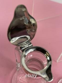 Pair Of Antique Sterling Silver Topped Glass Whiskey Noggins Hallmarked England