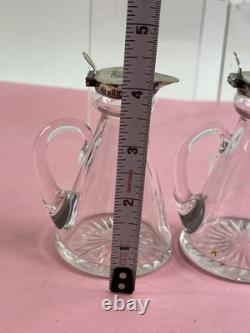 Pair Of Antique Sterling Silver Topped Glass Whiskey Noggins Hallmarked England