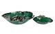 Pair Of Sterling Silver Mounted Green Art Glass Bowls With Flowers