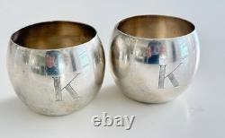 Pair Poole Sterling Silver Highball Liquor Glasses 1950s 8.81 Troy Ounces Last 1