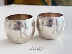 Pair Poole Sterling Silver Highball Liquor Glasses 1950s 8.81 Troy Ounces Last 1