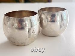 Pair Poole Sterling Silver Highball Liquor Glasses 1950s 8.81 Troy Ounces Last 1