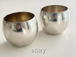 Pair Poole Sterling Silver Highball Liquor Glasses 1950s 8.81 Troy Ounces Last 1
