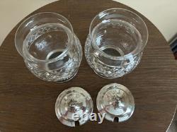 Pair Vintage Gorham Sterling Silver And Cut Glass Crystal Jam Jars Fluted Base