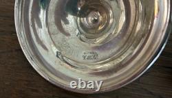 Pair Vintage Gorham Sterling Silver And Cut Glass Crystal Jam Jars Fluted Base