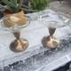 Pair Vintage Sterling Silver Glass Art Deco Candy Dish Compote