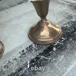 Pair Vintage Sterling Silver Glass Art Deco Candy Dish Compote