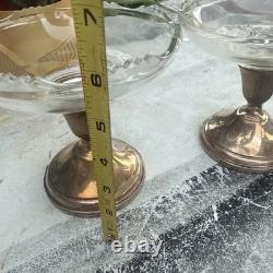 Pair Vintage Sterling Silver Glass Art Deco Candy Dish Compote