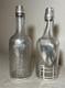 Pair Antique Ornate Sterling Silver Overlay Glass Liquor Claret Decanter Bottle
