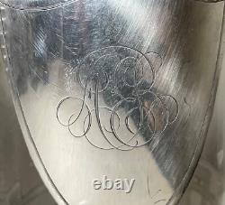 Pair antique ornate sterling silver overlay glass liquor claret decanter bottle