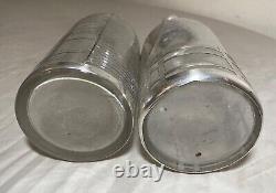 Pair antique ornate sterling silver overlay glass liquor claret decanter bottle