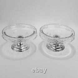 Pair of Antique Art Deco Hawkes Sterling Silver & Crystal or Glass Footed Bowls