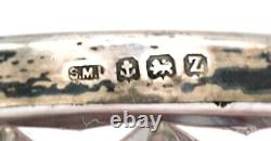 Pair of Antique Cut Glass Master / Individual Salts Sterling Silver Rims in Case