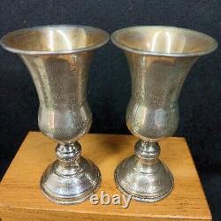 Pair of Sterling Silver Sabbath Kiddish Goblet/Glass Vintage Orig Box SHIPS FREE
