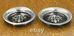 Pair of sterling silver and faux tortoiseshell wine glass coasters Birm 1917