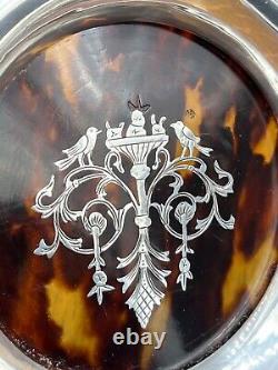 Pair of sterling silver and faux tortoiseshell wine glass coasters Birm 1917