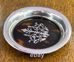 Pair of sterling silver and faux tortoiseshell wine glass coasters Birm 1917