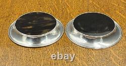 Pair of sterling silver and faux tortoiseshell wine glass coasters Birm 1917