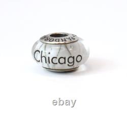 Pandora Chicago Murano Glass White Charm USA Destination ALE 925 Sterling Silver