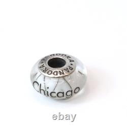 Pandora Chicago Murano Glass White Charm USA Destination ALE 925 Sterling Silver