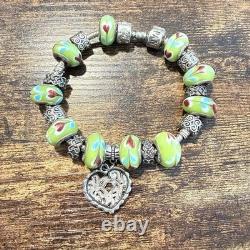 Pandora Sterling Silver 925 Bracelet with Murano Glass Beads