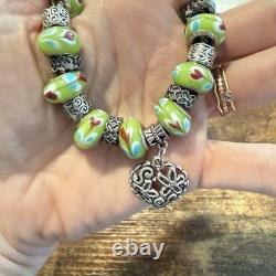 Pandora Sterling Silver 925 Bracelet with Murano Glass Beads
