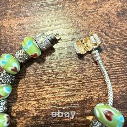Pandora Sterling Silver 925 Bracelet with Murano Glass Beads