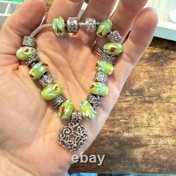 Pandora Sterling Silver 925 Bracelet with Murano Glass Beads