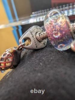 Pandora Sterling Silver Bracelet Chamilia Charms Lot 925 Murano Glass Love Rings