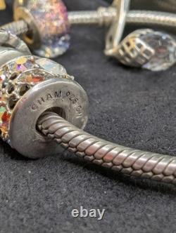 Pandora Sterling Silver Bracelet Chamilia Charms Lot 925 Murano Glass Love Rings