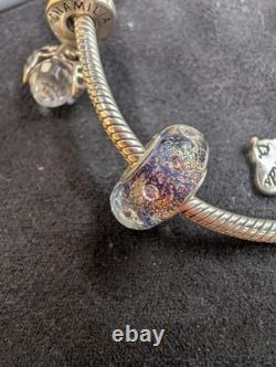 Pandora Sterling Silver Bracelet Chamilia Charms Lot 925 Murano Glass Love Rings