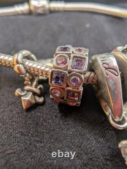 Pandora Sterling Silver Bracelet Chamilia Charms Lot 925 Murano Glass Love Rings