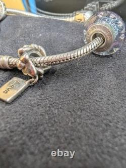 Pandora Sterling Silver Bracelet Chamilia Charms Lot 925 Murano Glass Love Rings