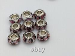 Pandora Sterling Silver Murano Glass Charm Lot Of 47