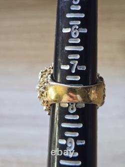 Panetta Vintage Sterling Silver Shank Rhinestone Glass Cocktail Ring Size 7.5