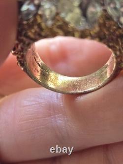 Panetta Vintage Sterling Silver Shank Rhinestone Glass Cocktail Ring Size 7.5