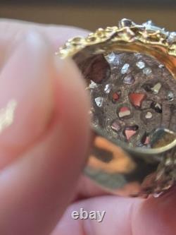 Panetta Vintage Sterling Silver Shank Rhinestone Glass Cocktail Ring Size 7.5