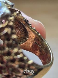 Panetta Vintage Sterling Silver Shank Rhinestone Glass Cocktail Ring Size 7.5