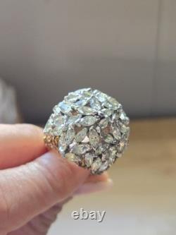 Panetta Vintage Sterling Silver Shank Rhinestone Glass Cocktail Ring Size 7.5