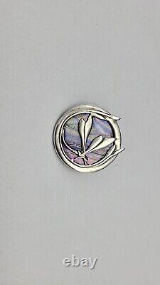 Pat Cheney Sterling Silver Iridescent Glass Brooch Pendant