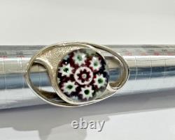 Paul Ysart caithness glass, sterling silver millefiori ring