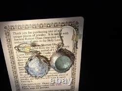 Paz Creations 925 Israel Ancient Roman Glass Sterling Silver Earrings