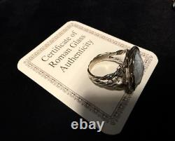 Paz Creations 925 Israel Ancient Roman Glass Sterling Silver Ring Sz 8