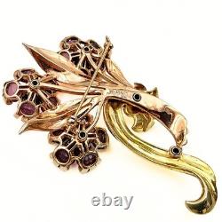 Pennino Vintage Vermeil Sterling Silver 2 Tone Flower Brooch Earrings Set