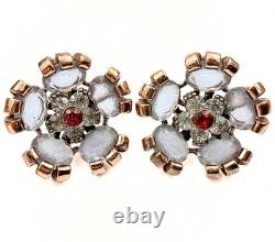 Pennino Vintage Vermeil Sterling Silver 2 Tone Flower Brooch Earrings Set