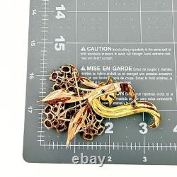 Pennino Vintage Vermeil Sterling Silver 2 Tone Flower Brooch Earrings Set